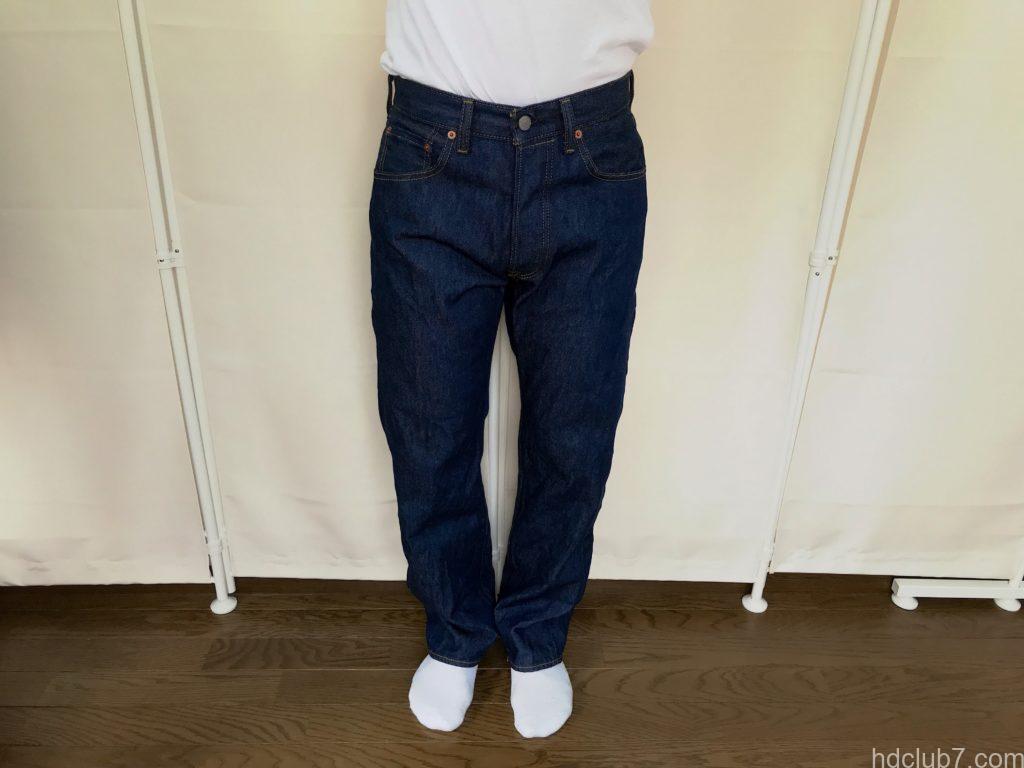 リーバイス501シュリンクトゥフィット初洗い後の着用画像