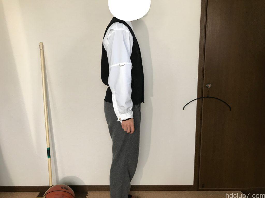 新品のフィルソンのマッキーノウールベスト(XSサイズ)を163cmの男が着たサイズ感