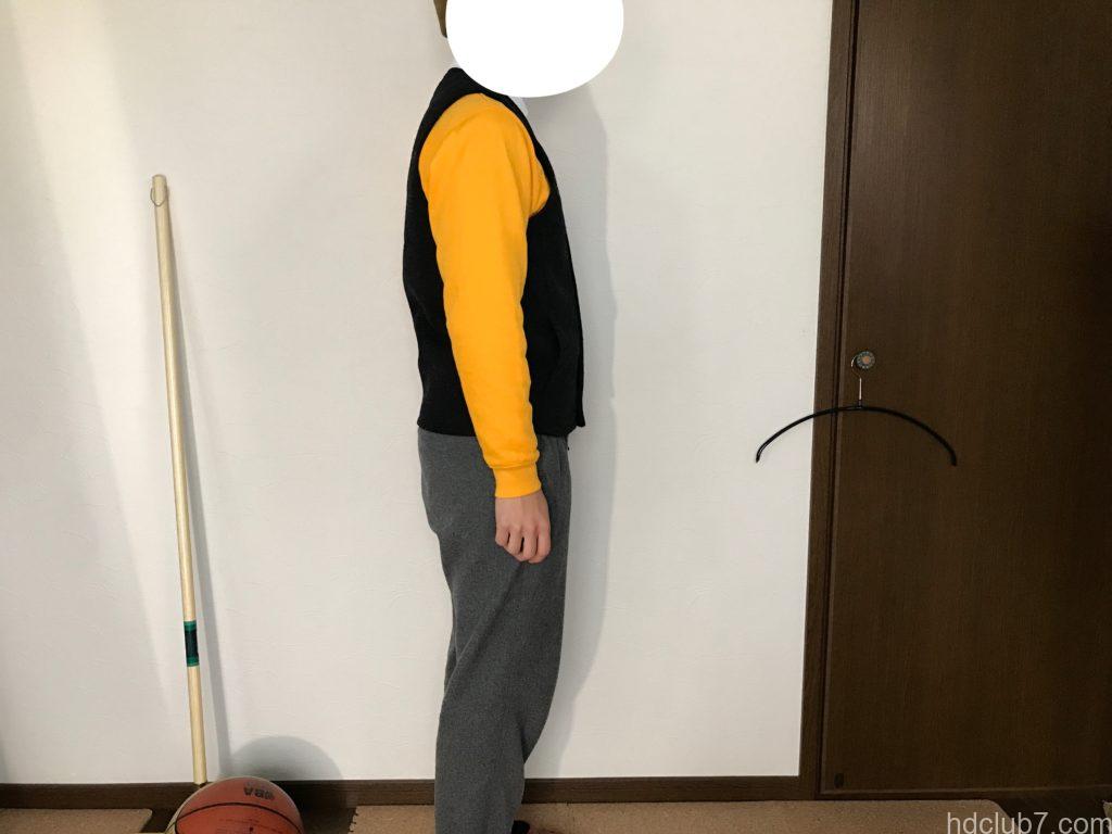 新品のフィルソンのマッキーノウールベスト(XSサイズ)を163cmの男が着たサイズ感