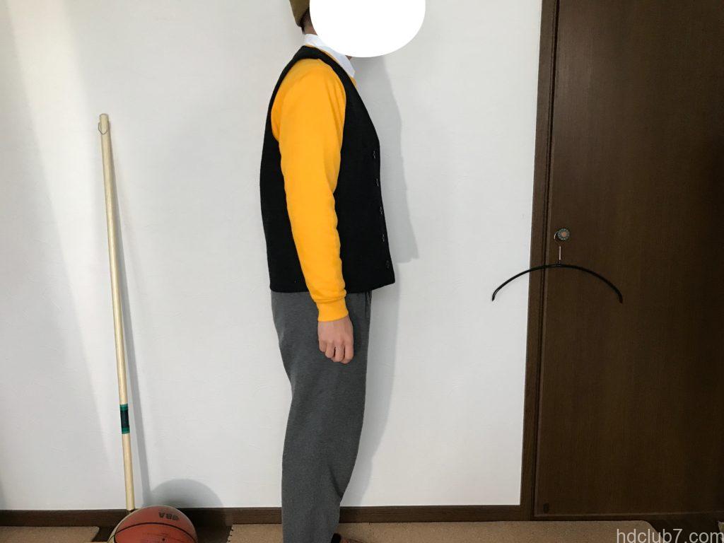 新品のフィルソンのマッキーノウールベスト(XSサイズ)を163cmの男が着たサイズ感
