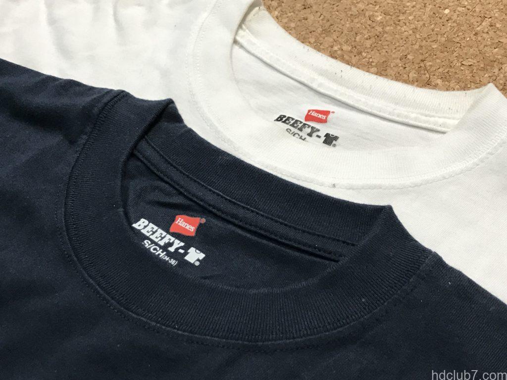 ヘインズのビーフィーの新品と着古したものが並んでいる