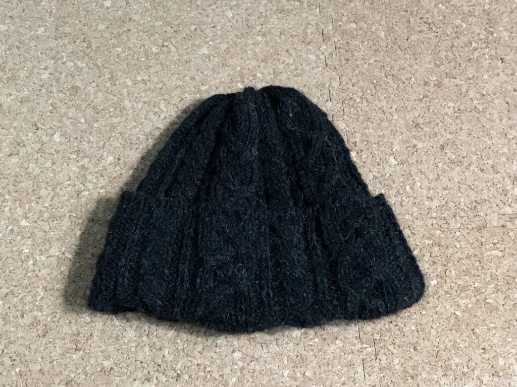 洗濯前のハイランド2000のアルパカのニット帽の状態