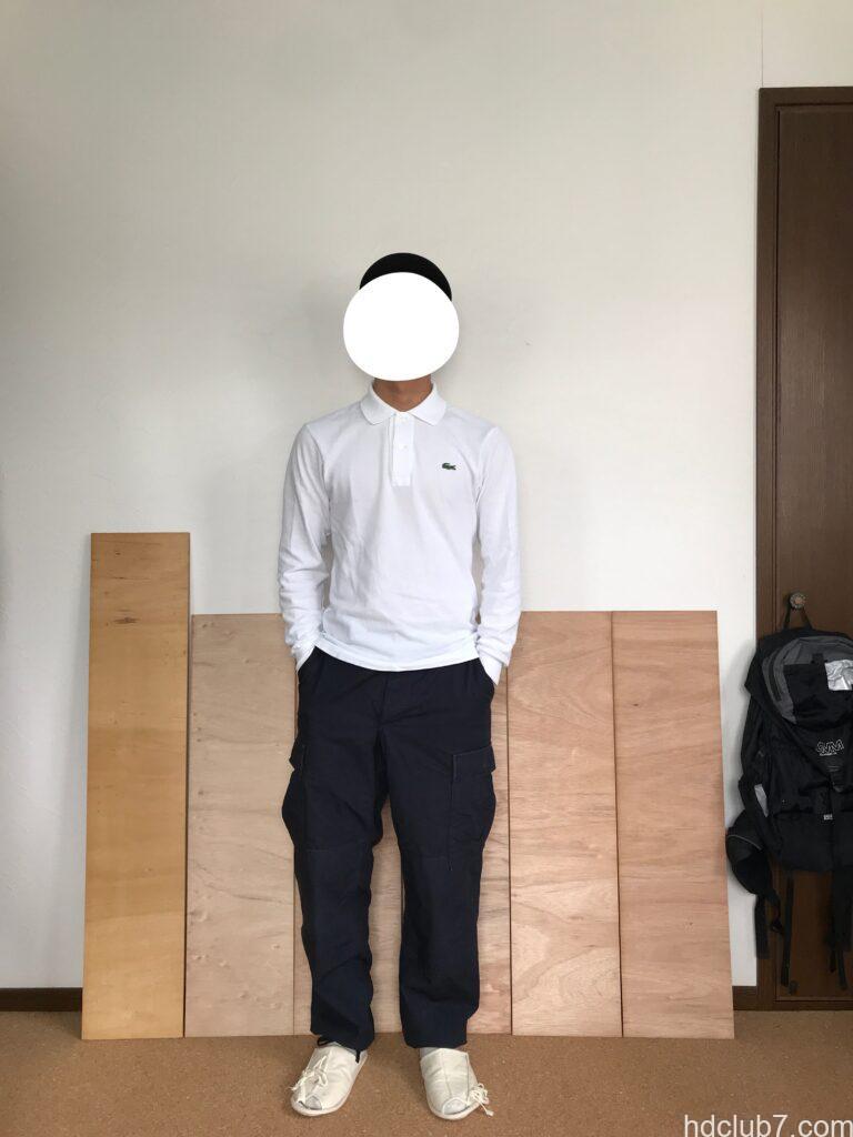 プロッパーのBDUカーゴパンツのネイビーのドローコードを絞って穿いた人