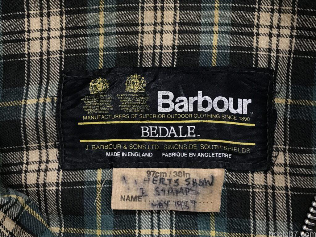 バブアーのビンテージビデイルの2ワラントタグ