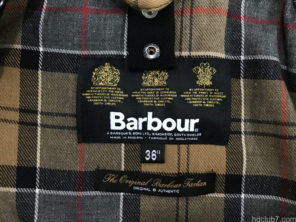 バブアーの現行ビデイルSLの3ワラントタグ