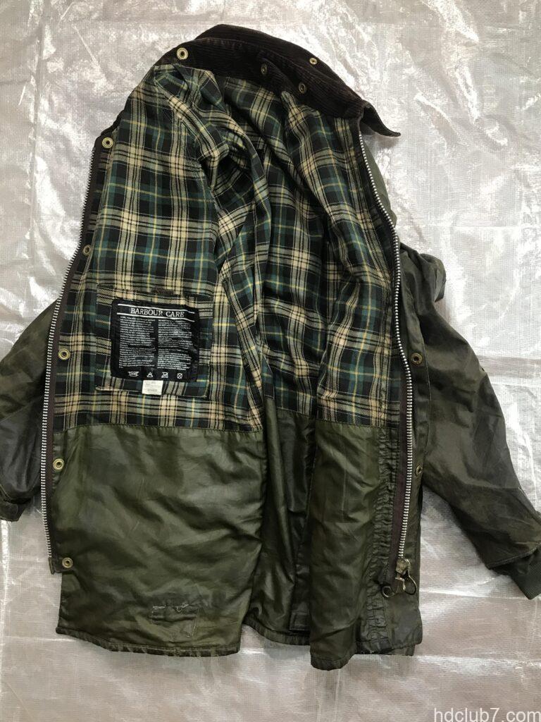 バブアーのビンテージビデイルの裏地